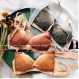High-end withered rose no trace no steel ring bra new thin section gathered comfortable sexy underwear set
