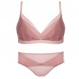 High-end withered rose no trace no steel ring bra new thin section gathered comfortable sexy underwear set