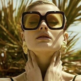 New retro clamshell sunglasses female ocean film trend oversized frame sunglasses men S17074