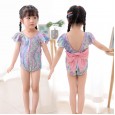 Wind European girl baby mermaid one-piece swimsuit parent-child swimming spa island vacation bow