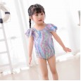 Wind European girl baby mermaid one-piece swimsuit parent-child swimming spa island vacation bow