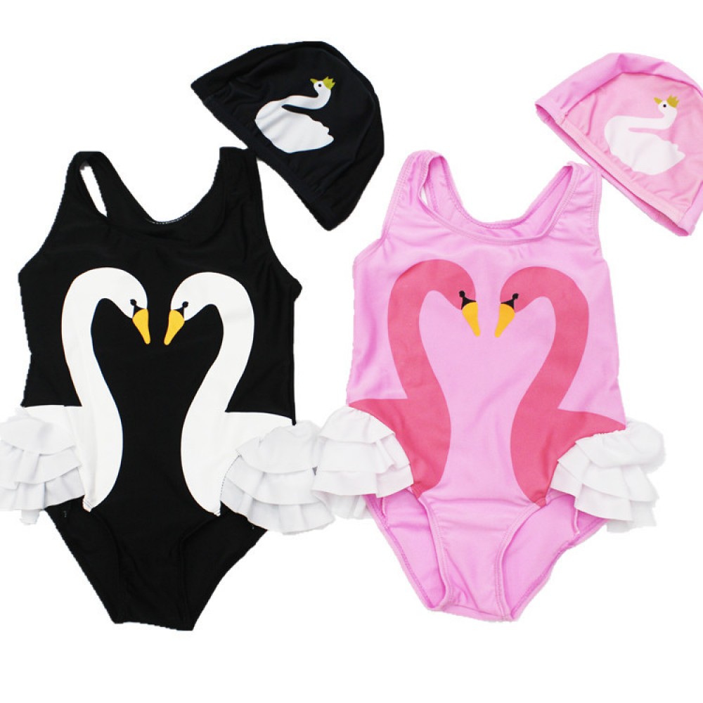 Children's clothing summer female baby cute one-piece triangle swimsuit children swan swimsuit