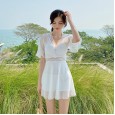 New one-piece swimsuit female fashion solid color was thin seaside beach resort hot spring swimsuit