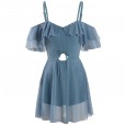 The new one-piece skirt swimsuit female style sexy small chest gathered thinly covered belly conservative spa swimsuit