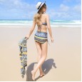 National wind swimsuit female new split cover belly conservative thin bikini three-piece spa resort swimsuit