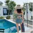Swimsuit female new cover belly slimming hot spring swimsuit female sense small chest conservative split swimsuit three piece
