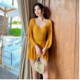 New solid color hot spring one-piece swimsuit female slim skirt swimsuit ladies conservative swimsuit