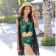 New three-piece swimsuit female split boxer conservative high waist swimsuit ladies sexy hot spring bikini