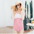 One-piece swimsuit female new fashion sexy cover belly small chest gather lace lace triangle one-piece swimsuit