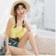 New split high waist boxer shorts swimsuit two-piece suit cute thin sexy small fresh hot spring bikini swimsuit