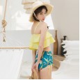 New split high waist boxer shorts swimsuit two-piece suit cute thin sexy small fresh hot spring bikini swimsuit
