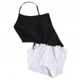 New ladies swimwear sexy small fresh one-shoulder slim slimming backless stitching triangle one-piece hot spring swimsuit