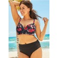 New large size 4XL increase bikini print swimsuit women