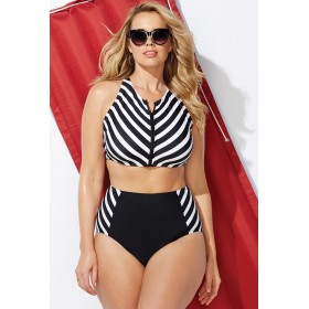 Swimsuit women's sexy split striped bikini plus size swimsuit