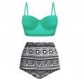 New sexy high waist printed bikini swimsuit conservative swimsuit