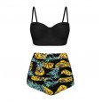 New sexy high waist printed bikini swimsuit conservative swimsuit