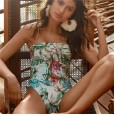 New swimsuit digital printing small fresh sexy beautiful lady one-piece swimsuit