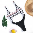 New monokini swimsuit one-piece striped printed colorblock bikini