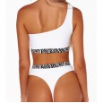 Swimsuit new bikini split zebra pattern one-piece swimsuit solid color