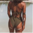 Swimsuit new bikini women's sexy solid color swimsuit