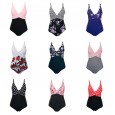 New one-piece swimsuit plus size 2XL wave dot printing one-piece swimsuit female