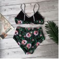 New bikini print cross neck lace swimsuit women