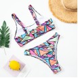 Women's New Bikini Hollow Geometric Print Swimsuit