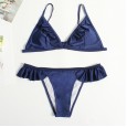 Swimsuit women's solid color ruffled bikini