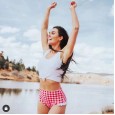 New bikini small fresh white top lotus leaf plaid pants swimsuit