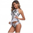 New swimsuit mesh splicing one-piece short skirt printing