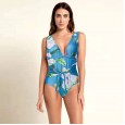 New one-piece swimsuit deep V one-piece printed swimsuit