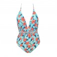 The new multicolor one-piece swimsuit straps printed one-piece swimsuit