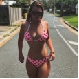 New bikini wave dot print cross neck lace up swimsuit women