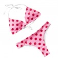 New bikini wave dot print cross neck lace up swimsuit women