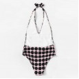 New swimsuit one-piece big wave dot print belly tie knotted swimsuit bikini