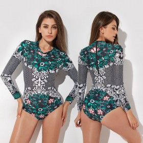 Sexy one-piece female swimsuit hot spring long-sleeved slim surf diving suit swimsuit 68