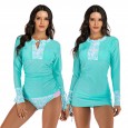 Split long-sleeved surf suit suit sunscreen female swimsuit hot spring diving suit swimsuit 7745