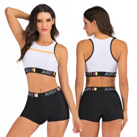 Sports vest split boxer bikini set 7764