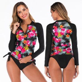 Split long-sleeved surfing suit sunscreen female swimsuit hot spring diving suit swimsuit 6613