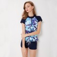 Split boxer short-sleeved female swimsuit XL was thin hot spring swimsuit 9089