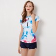 Split flat-angle short-sleeved female swimsuit XL was thin hot spring swimsuit 9086