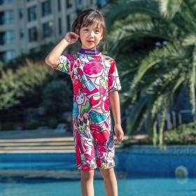 Children's one-piece swimsuit female baby hot spring boxer swimsuit graffiti surfing suit sports 1031