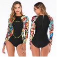 Siamese long-sleeved surfing suit sunscreen female swimsuit hot spring diving suit swimsuit 6627