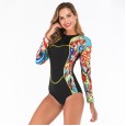 Siamese long-sleeved surfing suit sunscreen female swimsuit hot spring diving suit swimsuit 6627