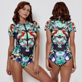 Sexy Siamese female swimsuit hot spring surf suit diving short sleeve swimsuit 9543