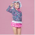 Baby girl cute hot spring split swimsuit long sleeve sunscreen with swimming cap diving suit swimsuit 33