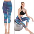 Running tight eight-point shorts yoga pants sports fitness pants female printed leggings 042