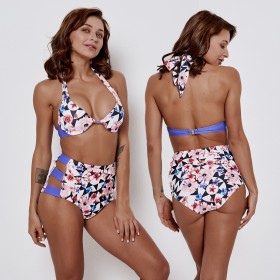 Sexy high waist bikini swimsuit steel support gathered thin swimsuit 9505