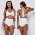 Sexy high waist bikini swimsuit lace cutout slimming swimsuit 9526