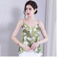 Careful machine V-neck camisole summer new printed chiffon wear wild vest loose shirt top